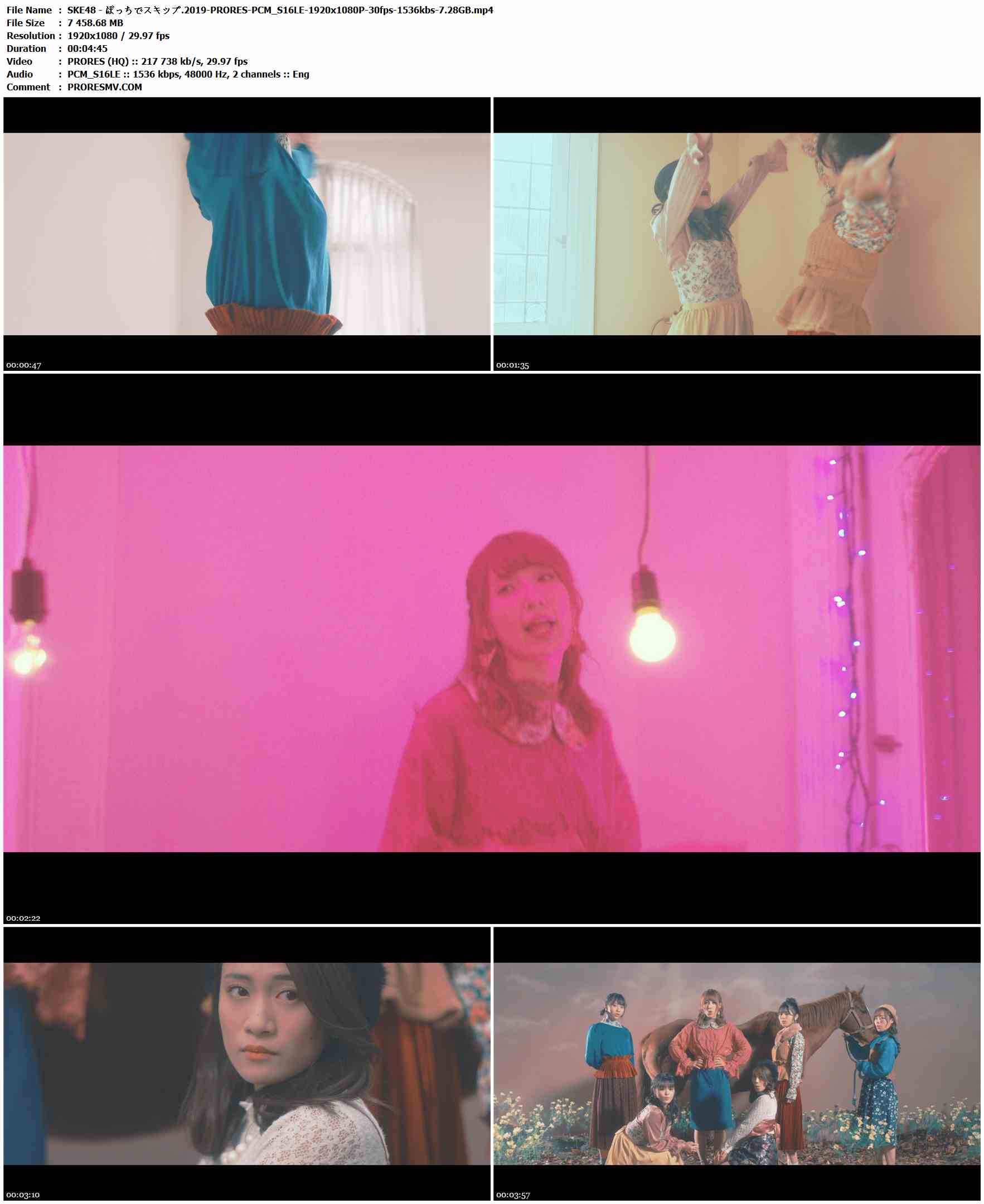 SKE48 - ぼっちでスキップ.2019-PRORES-PCM_S16LE-1920x1080P-30fps-1536kbs-7.28GB官方MV_高清MV